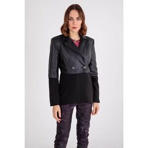 Ilse by Melis Kozan Black Vegan Shimmer Chic Jacket Sz S